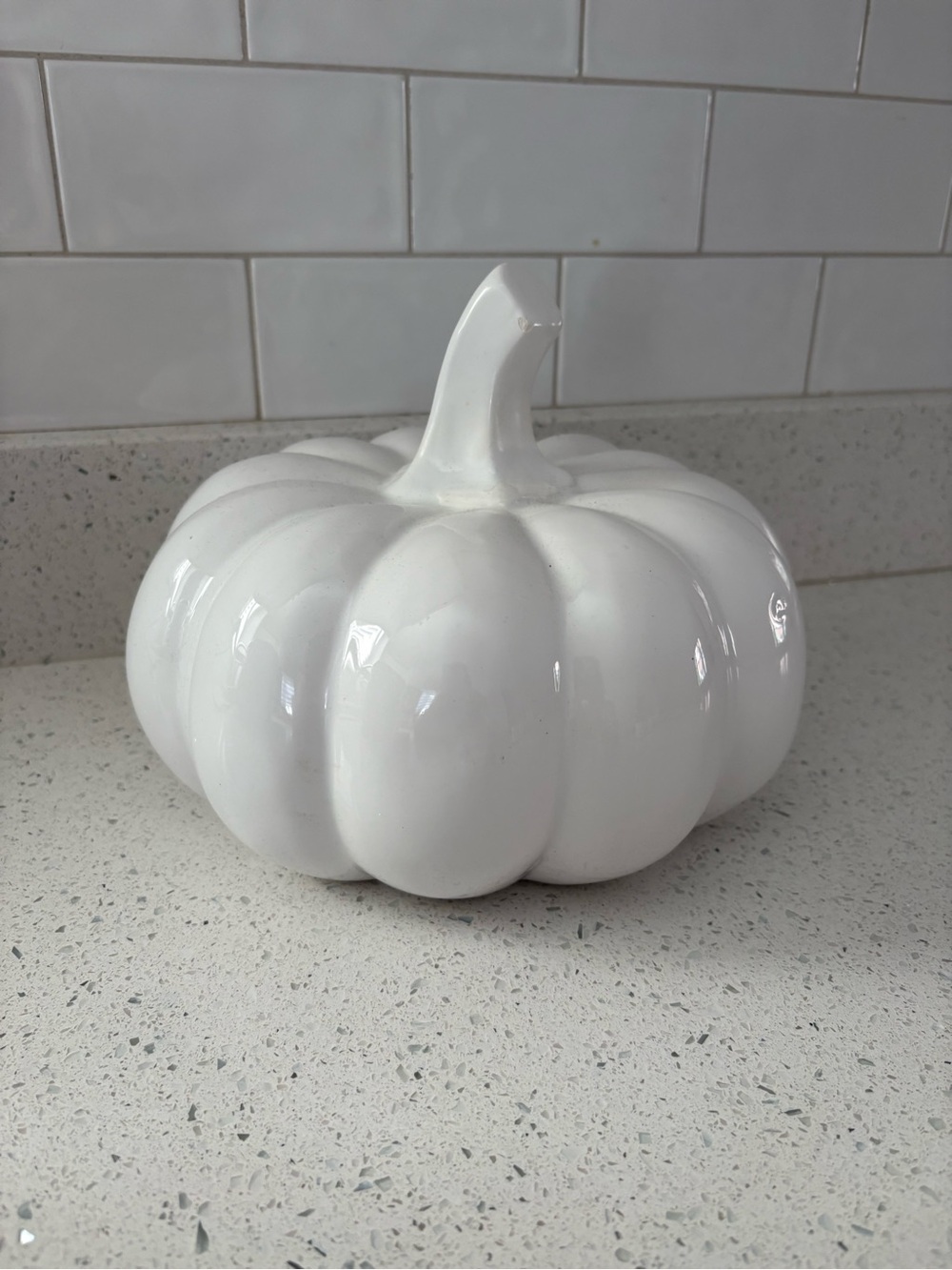 Martha Stewart Glossy White Ceramic Pumpkin Accent